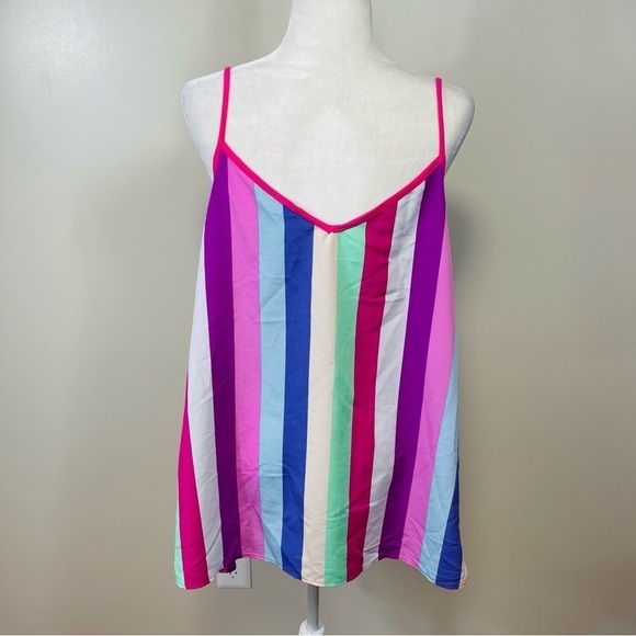 BiBi Bright Colorful Striped Spaghetti Strap Tank Top - XL - Picture 7 of 8